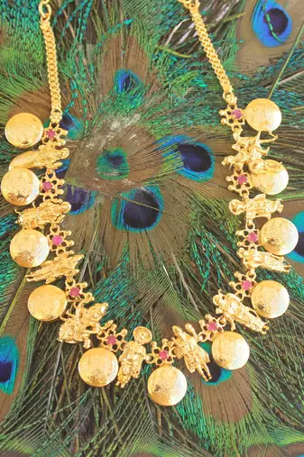 Dashavatara temple gold plated necklace