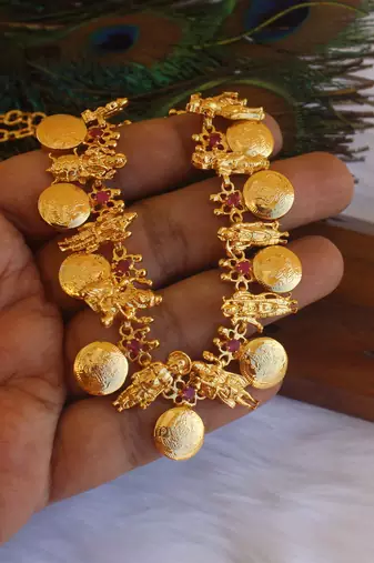 Dashavatara temple gold plated necklace