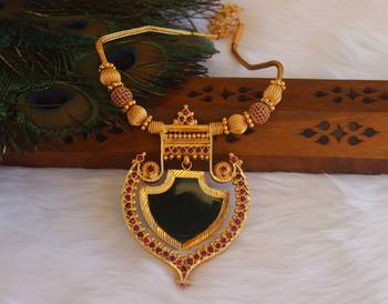 Kerala style gold plated 2 in 1 palakka necklace 1