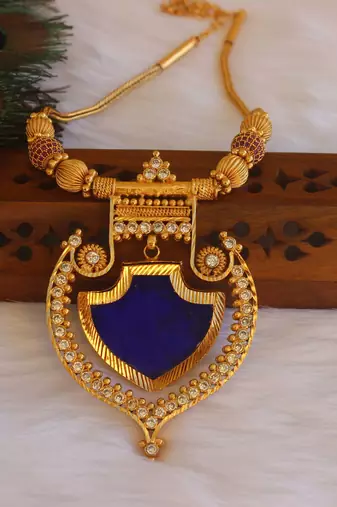Kerala style gold plated 2 in 1 palakka necklace