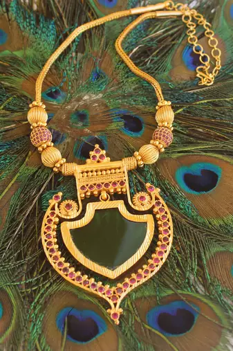 Kerala style gold plated 2 in 1 palakka necklace