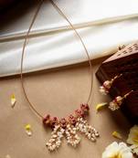 Invisible Necklace Set with Ball Accents and Pearl Danglers