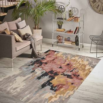 Rug handmade area rug, 8x10 feet wool & viscose rug anti slip backing carpet living room. 1