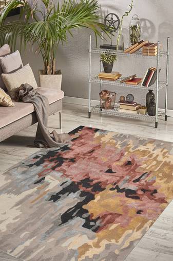 Rug handmade area rug, 8x10 feet wool & viscose rug anti slip backing carpet living room.