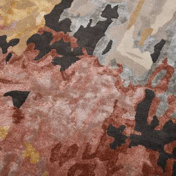 Rug handmade area rug, 8x10 feet wool & viscose rug anti slip backing carpet living room. 5