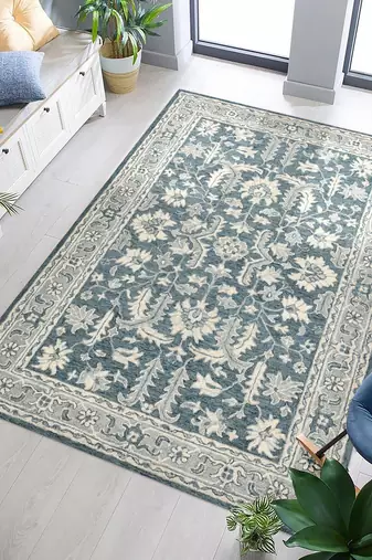 Rug wool rug 8x10 handmade area rug anti slip backing carpet ideal for bedroom living room.
