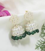 gold plated traditional kundan & pearl jhumka earrings for women 
