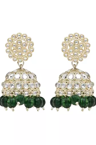 gold plated traditional kundan & pearl jhumka earrings for women 