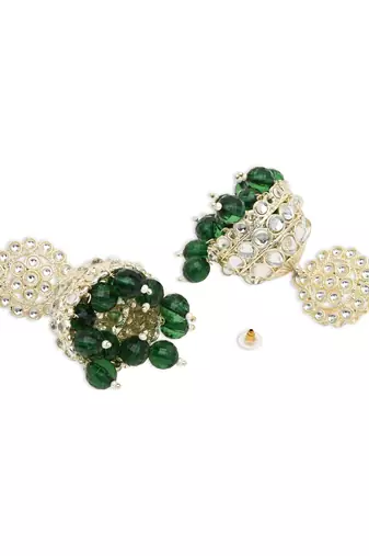 gold plated traditional kundan & pearl jhumka earrings for women 