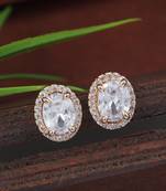rose gold plated cubic zirconia and american diamond stud earrings