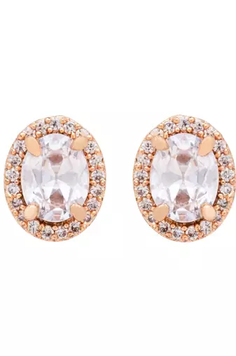 rose gold plated cubic zirconia and american diamond stud earrings 
