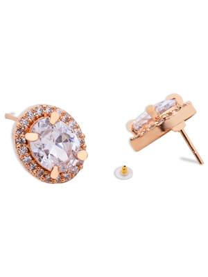 rose gold plated cubic zirconia and american diamond stud earrings  3
