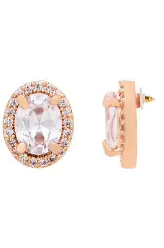 rose gold plated cubic zirconia and american diamond stud earrings 