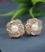 rose gold plated cubic zirconia and american diamond stud earrings