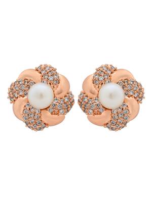 rose gold plated cubic zirconia and american diamond stud earrings  2