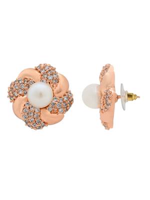 rose gold plated cubic zirconia and american diamond stud earrings  3