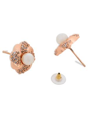 rose gold plated cubic zirconia and american diamond stud earrings  4
