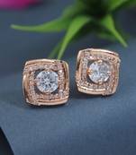 rose gold plated cubic zirconia and american diamond stud earrings