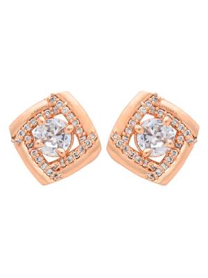 rose gold plated cubic zirconia and american diamond stud earrings  2