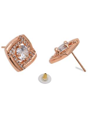 rose gold plated cubic zirconia and american diamond stud earrings  3
