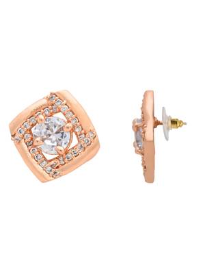 rose gold plated cubic zirconia and american diamond stud earrings  4