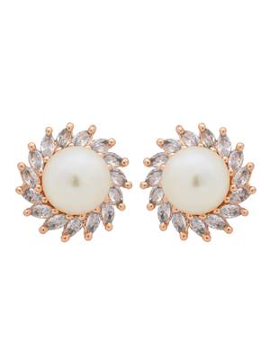 rose gold plated cubic zirconia and american diamond stud earrings  2