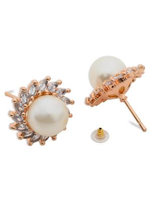 rose gold plated cubic zirconia and american diamond stud earrings  3