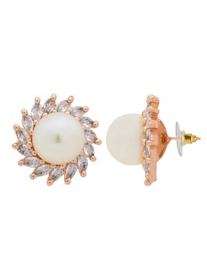 rose gold plated cubic zirconia and american diamond stud earrings  4