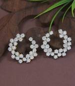 designer cz american diamond gold plated stud earrings for women 