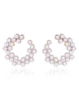 designer cz american diamond gold plated stud earrings for women  2
