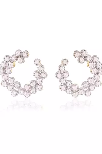 designer cz american diamond gold plated stud earrings for women 