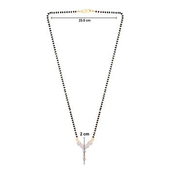 single line cz diamond pendant with black bead chain mangalsutra  4