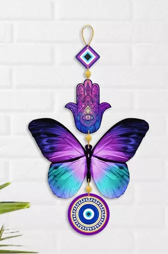 Decorative Wall Hanging For Door Entrance, Butterfly Evil Eye Wall Hanging For Protection And Elegance Home