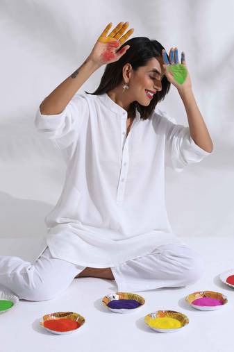  white  slub unisex freesize kurta