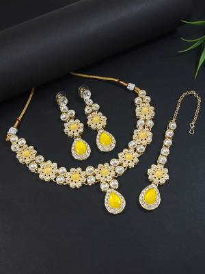 traditional kundan stone choker necklace jewellery set  1