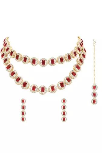 stylish design crystal diamond multi layer necklace jewellery set 