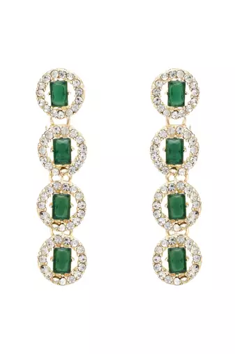 stylish design crystal diamond multi layer necklace with earrings & maang tikka jewellery set 