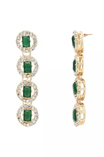 stylish design crystal diamond multi layer necklace with earrings & maang tikka jewellery set 