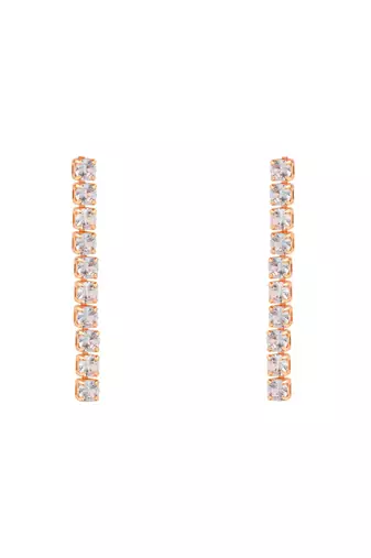 rose gold plated cubic zirconia american diamond necklace with earrings jewellery set 
