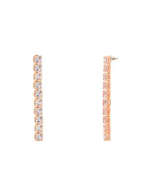 rose gold plated cubic zirconia american diamond necklace with earrings jewellery set  5