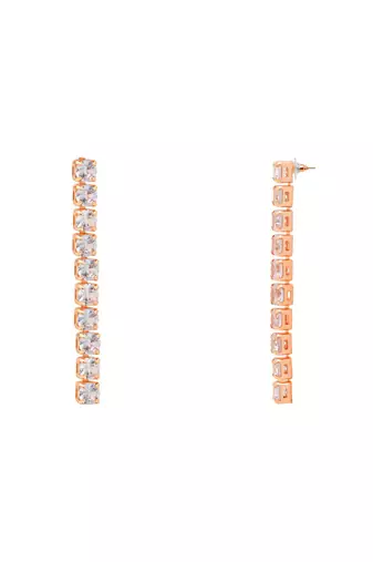 rose gold plated cubic zirconia american diamond necklace with earrings jewellery set 