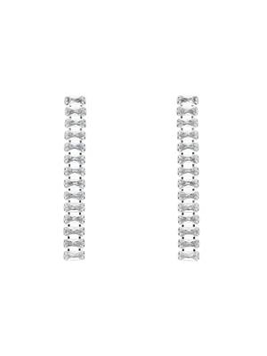 silver plated cubic zirconia american diamond necklace & earrings jewellery set  4