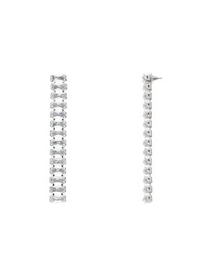 silver plated cubic zirconia american diamond necklace & earrings jewellery set  5
