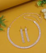 rose gold plated cubic zirconia american diamond necklace jewellery set 
