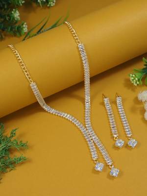 cubic zirconia american diamond necklace jewellery set for women 1