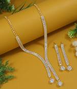 cubic zirconia american diamond necklace jewellery set for women
