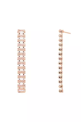 rose gold plated cubic zirconia american diamond necklace jewellery set 