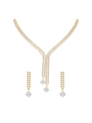 cubic zirconia american diamond necklace jewellery set for women 2