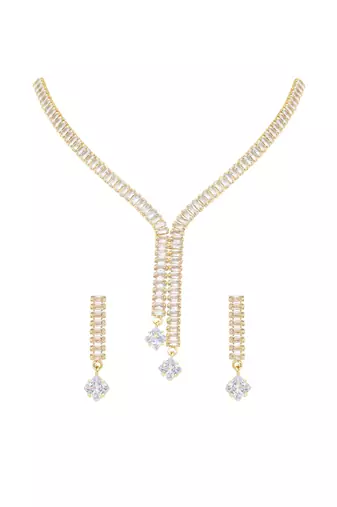 cubic zirconia american diamond necklace jewellery set for women