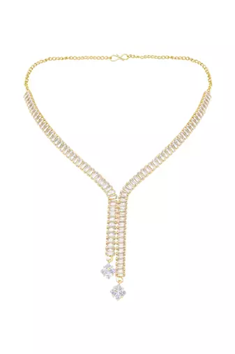 cubic zirconia american diamond necklace jewellery set for women